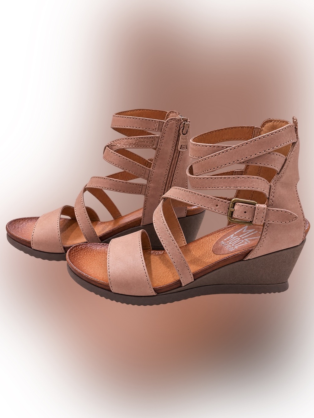 Miz Mooz Multi-Strap Wedge Sandals in Blush